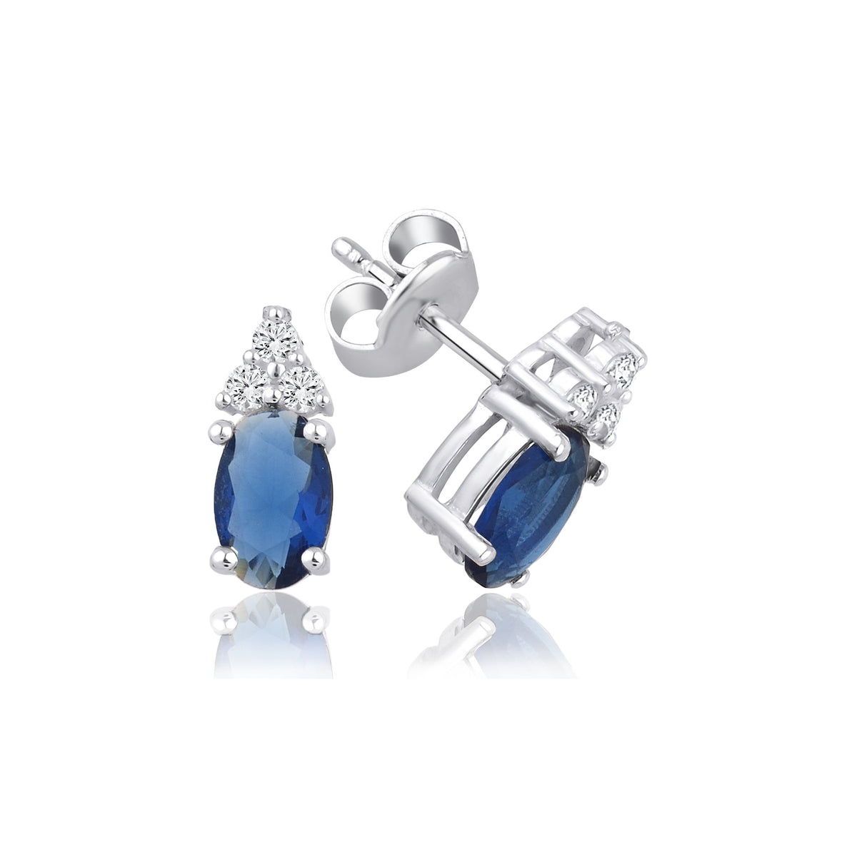 1,30 Karat Oval Safir Pırlanta Küpe · Beyaz Altın