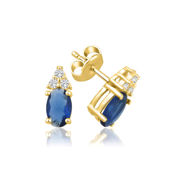 1,30 Karat Oval Safir Pırlanta Küpe · Sarı Altın