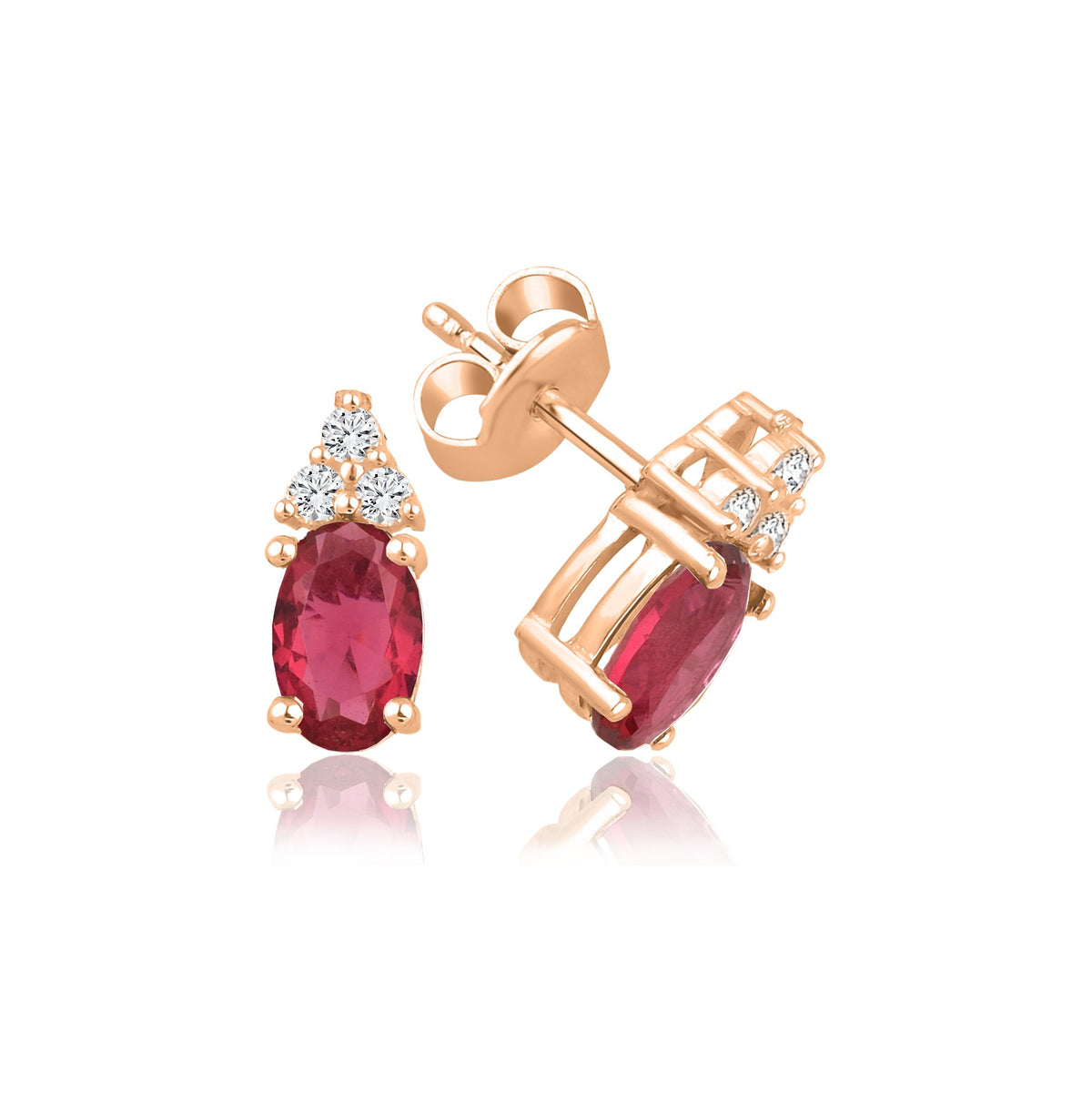 1,30 Karat Oval Yakut Pırlanta Küpe · Pembe Altın