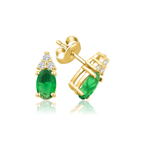 1,30 Karat Oval Zümrüt Pırlanta Küpe · Sarı Altın