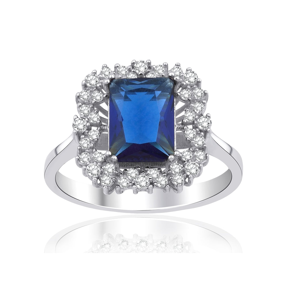1,55 Karat Baget Safir Pırlanta Yüzük · Beyaz Altın