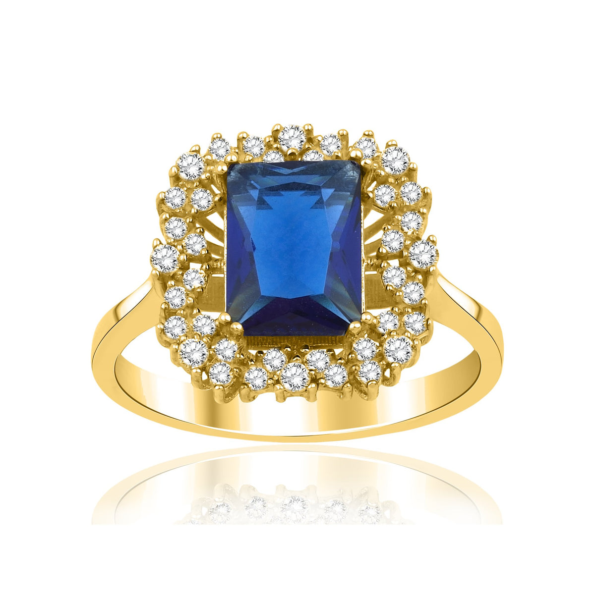 1,55 Karat Baget Safir Pırlanta Yüzük · Sarı Altın