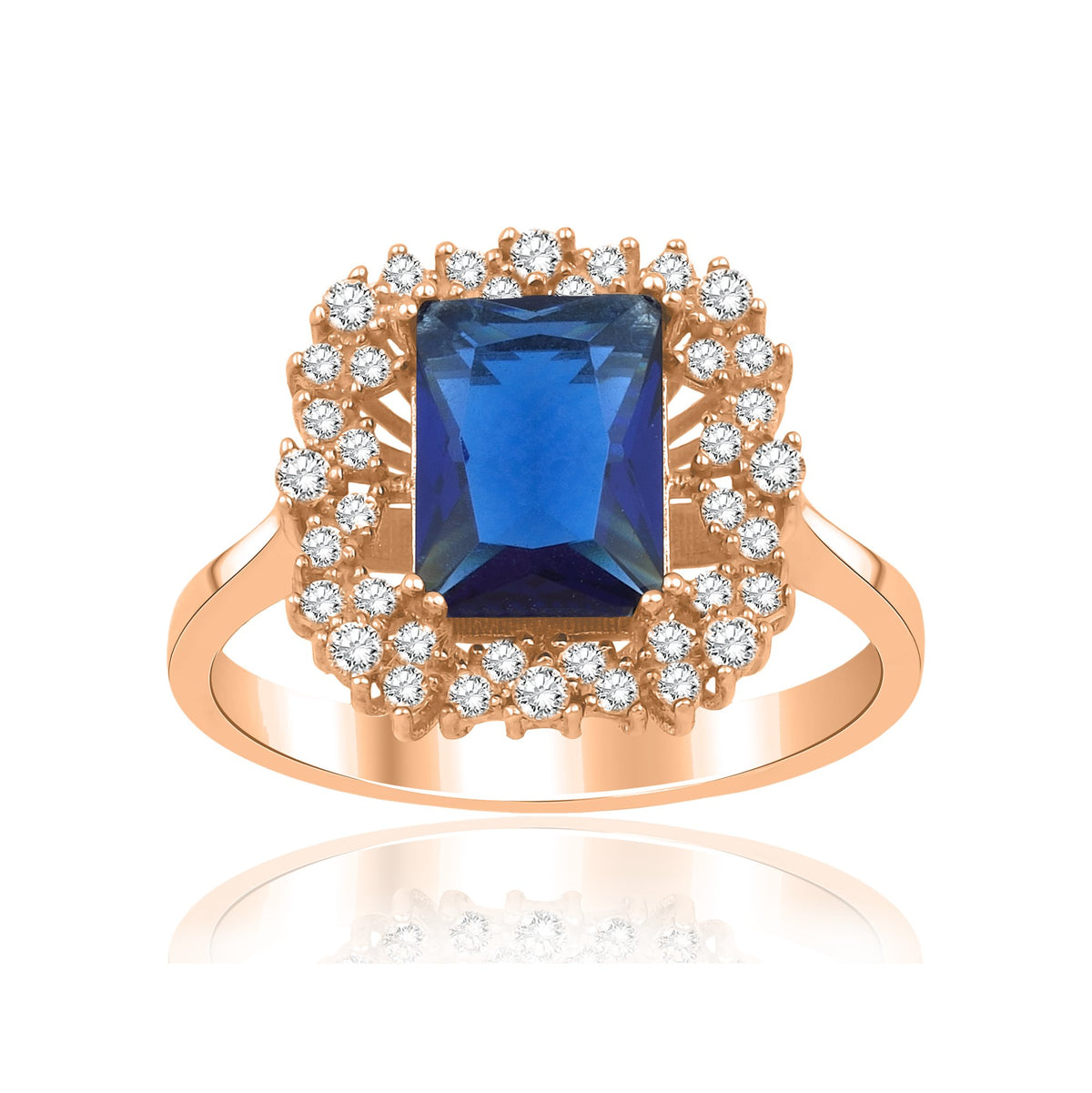 1,55 Karat Baget Safir Pırlanta Yüzük · Pembe Altın