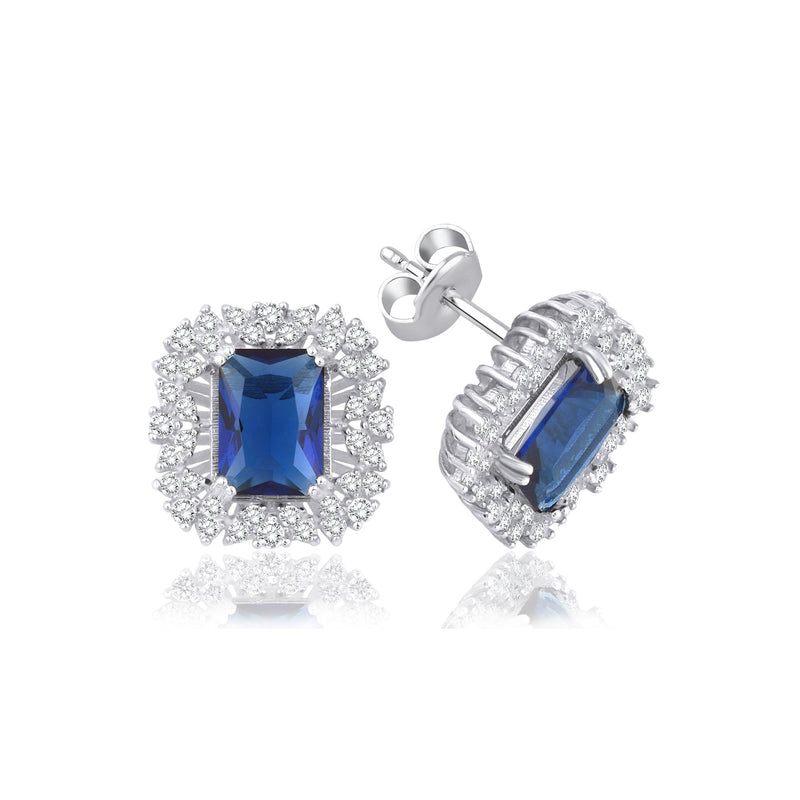 3,10 Karat Baget Safir Pırlanta Küpe · Beyaz Altın