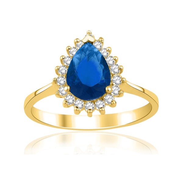1,38 Karat Damla Safir Pırlanta Yüzük · Sarı Altın