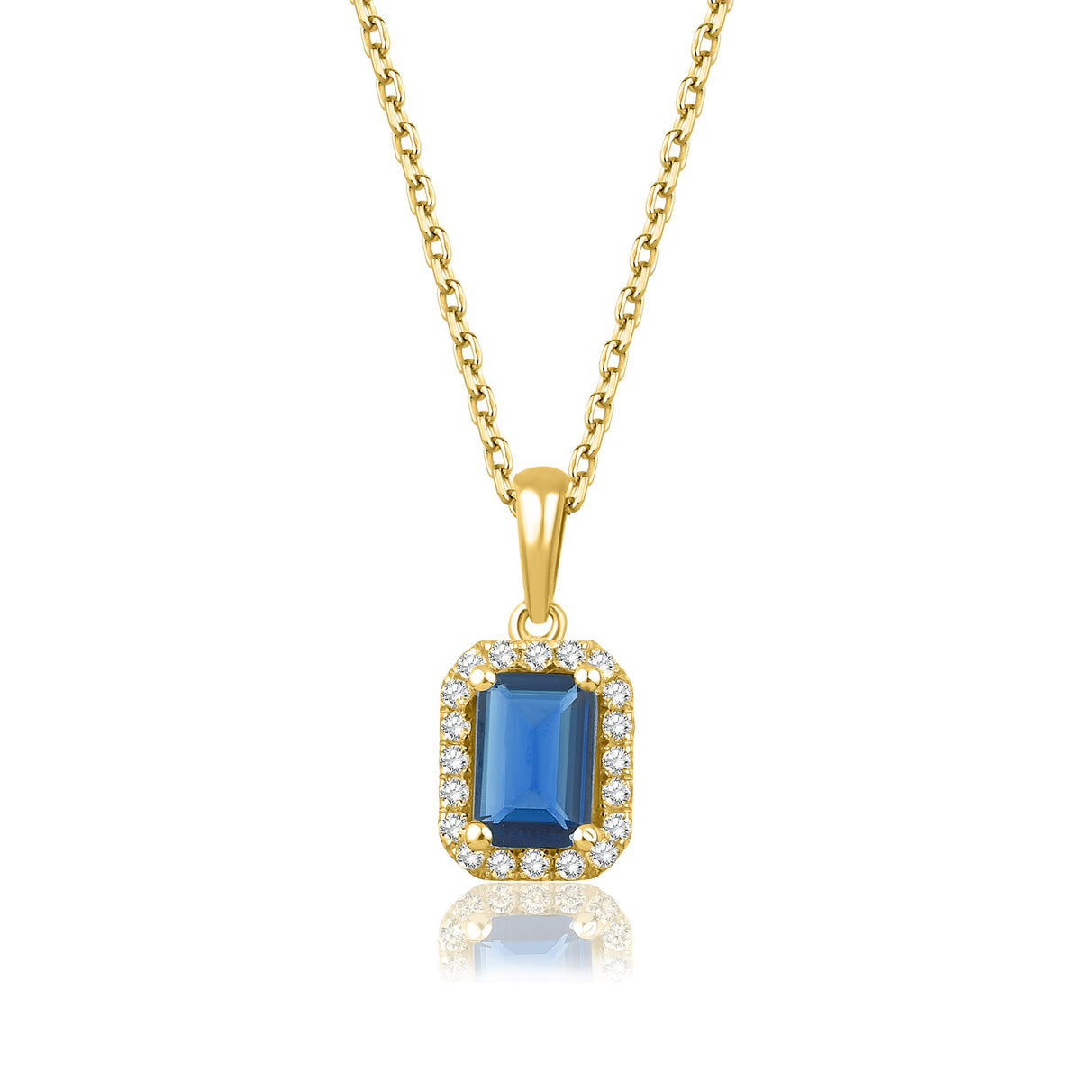 0,95 Karat Baget Safir Pırlanta Kolye · Sarı Altın