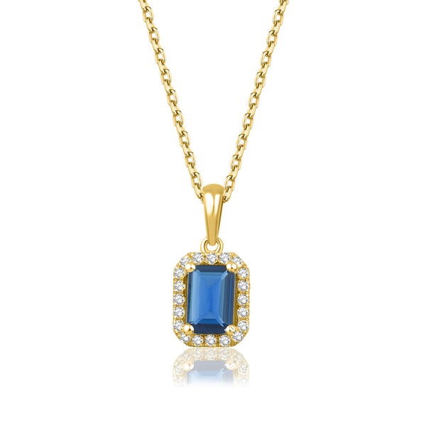 0,95 Karat Baget Safir Pırlanta Kolye · Sarı Altın