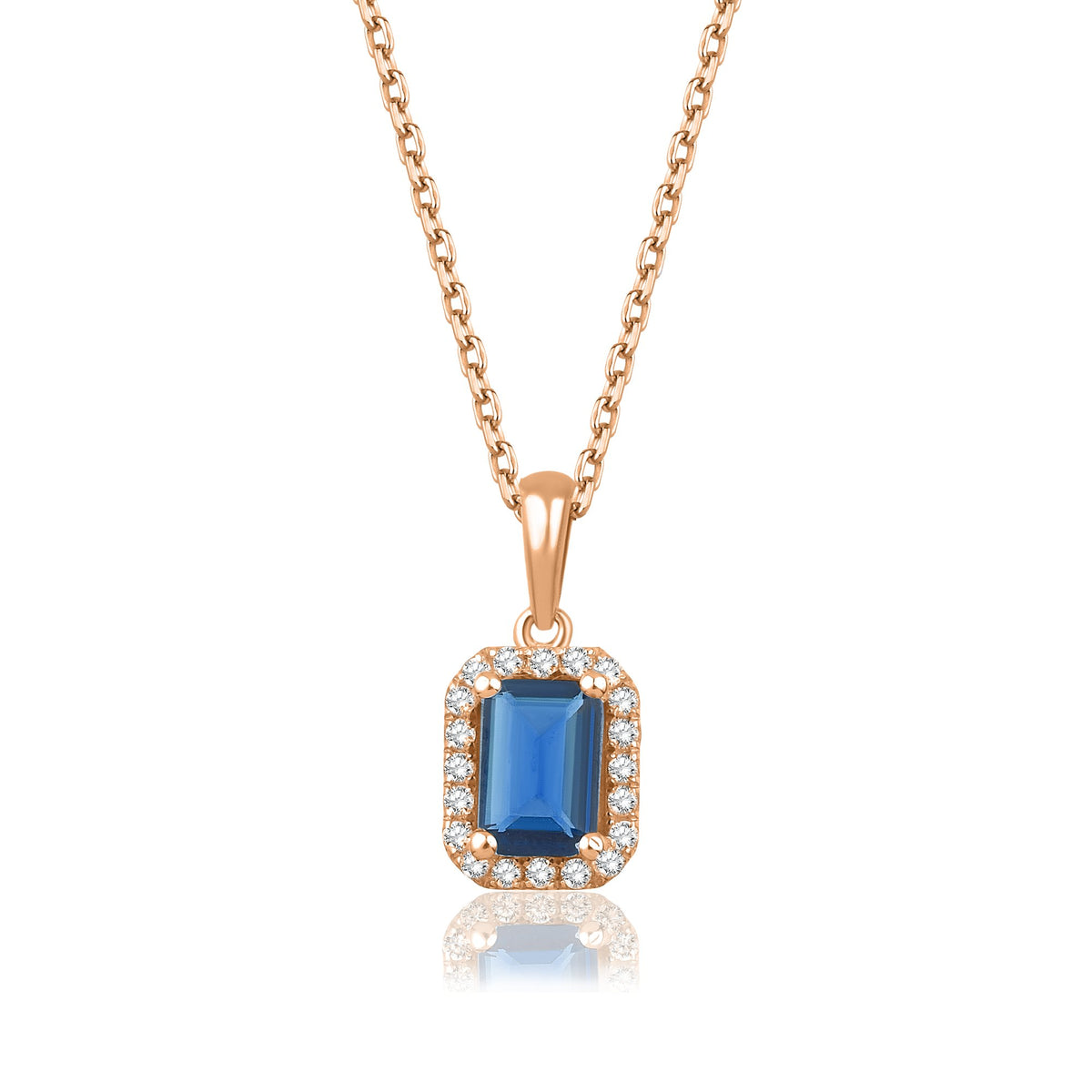 0,95 Karat Baget Safir Pırlanta Kolye · Pembe Altın