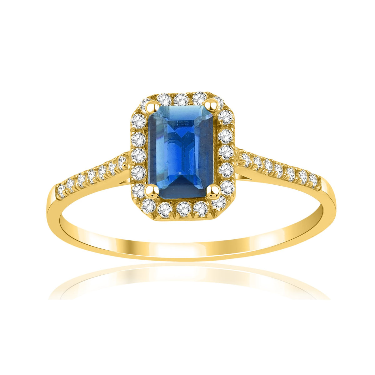 1,05 Karat Baget Safir Pırlanta Yüzük · Sarı Altın