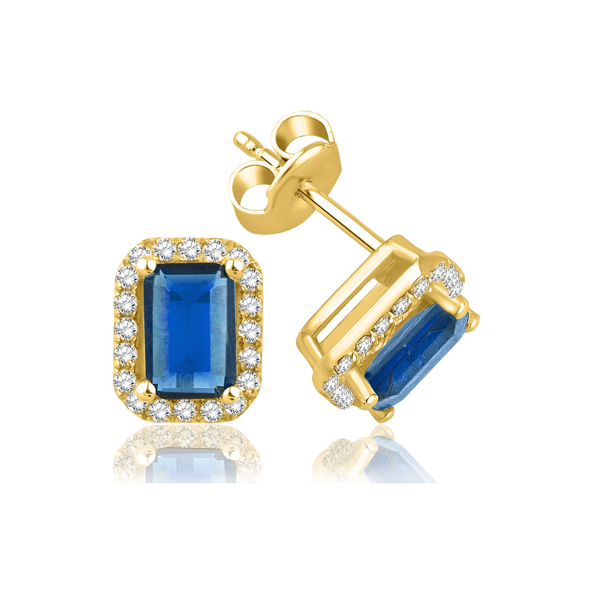 1,90 Karat Baget Safir Pırlanta Küpe · Sarı Altın
