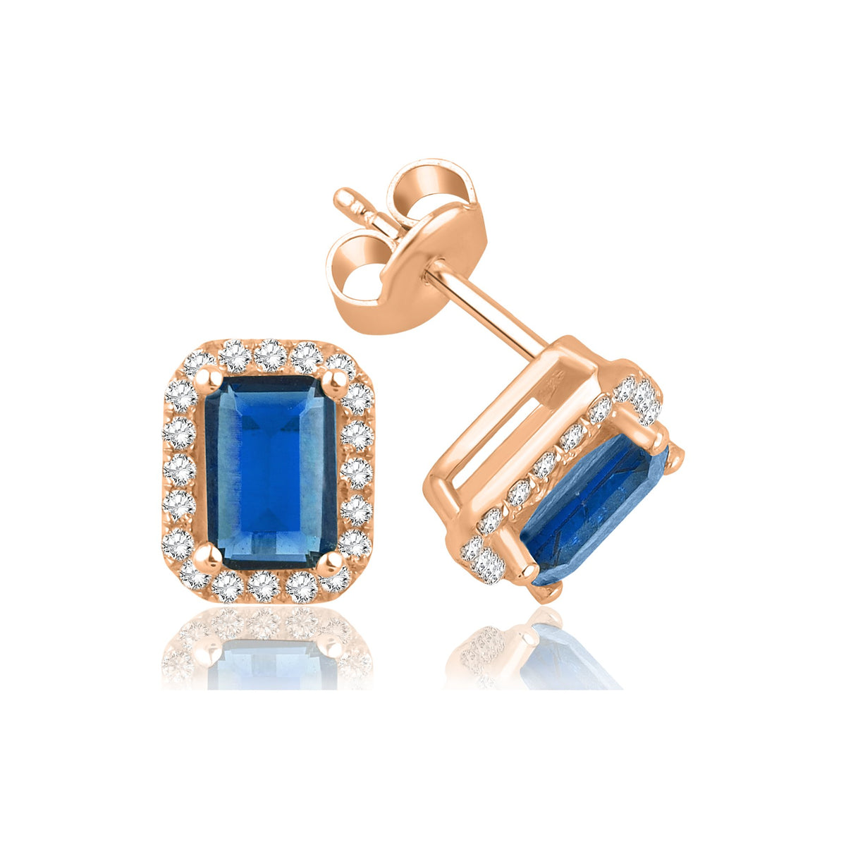 1,90 Karat Baget Safir Pırlanta Küpe · Pembe Altın