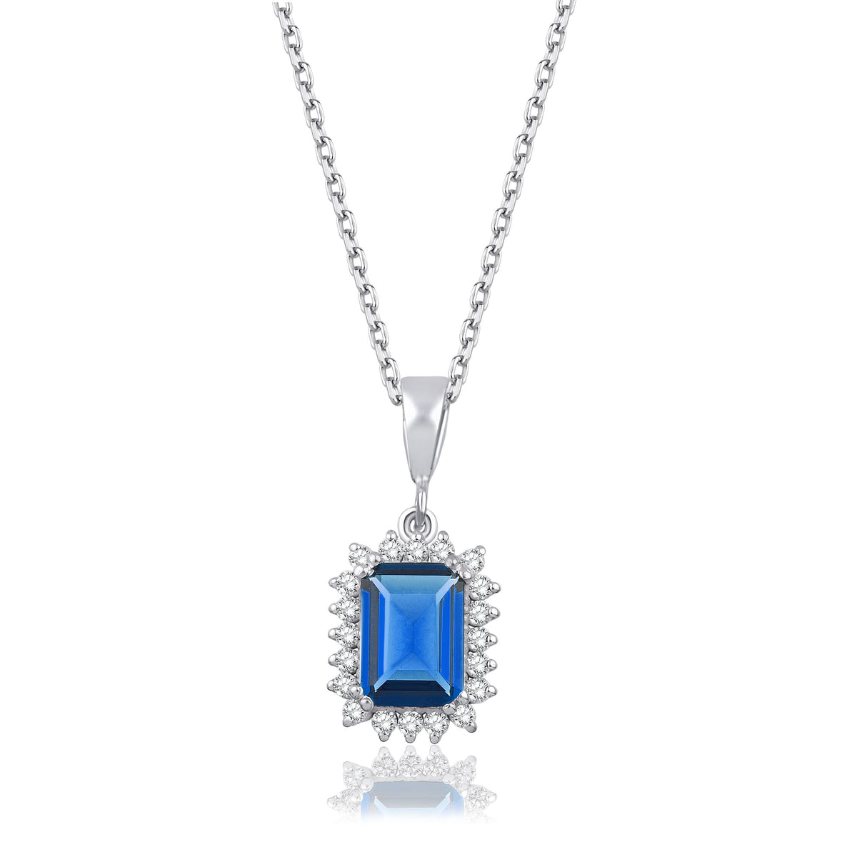 1,20 Karat Baget Safir Pırlanta Kolye · Beyaz Altın