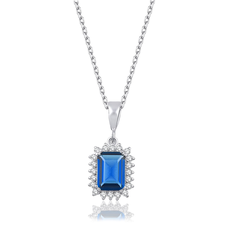 1,20 Karat Baget Safir Pırlanta Kolye · Beyaz Altın