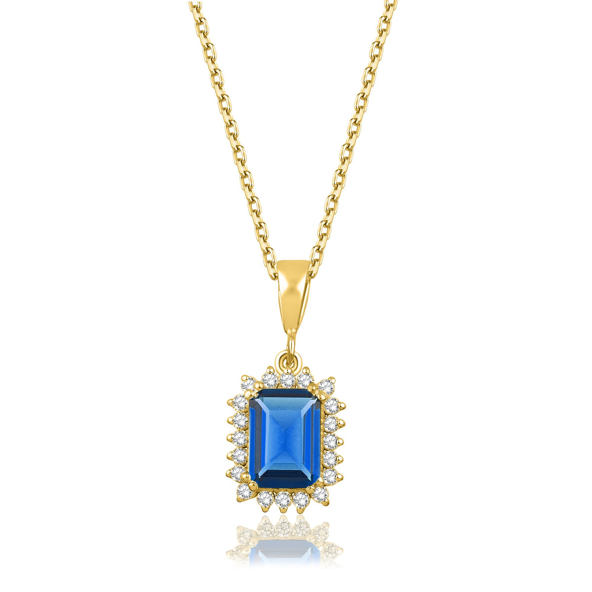 1,20 Karat Baget Safir Pırlanta Kolye · Sarı Altın