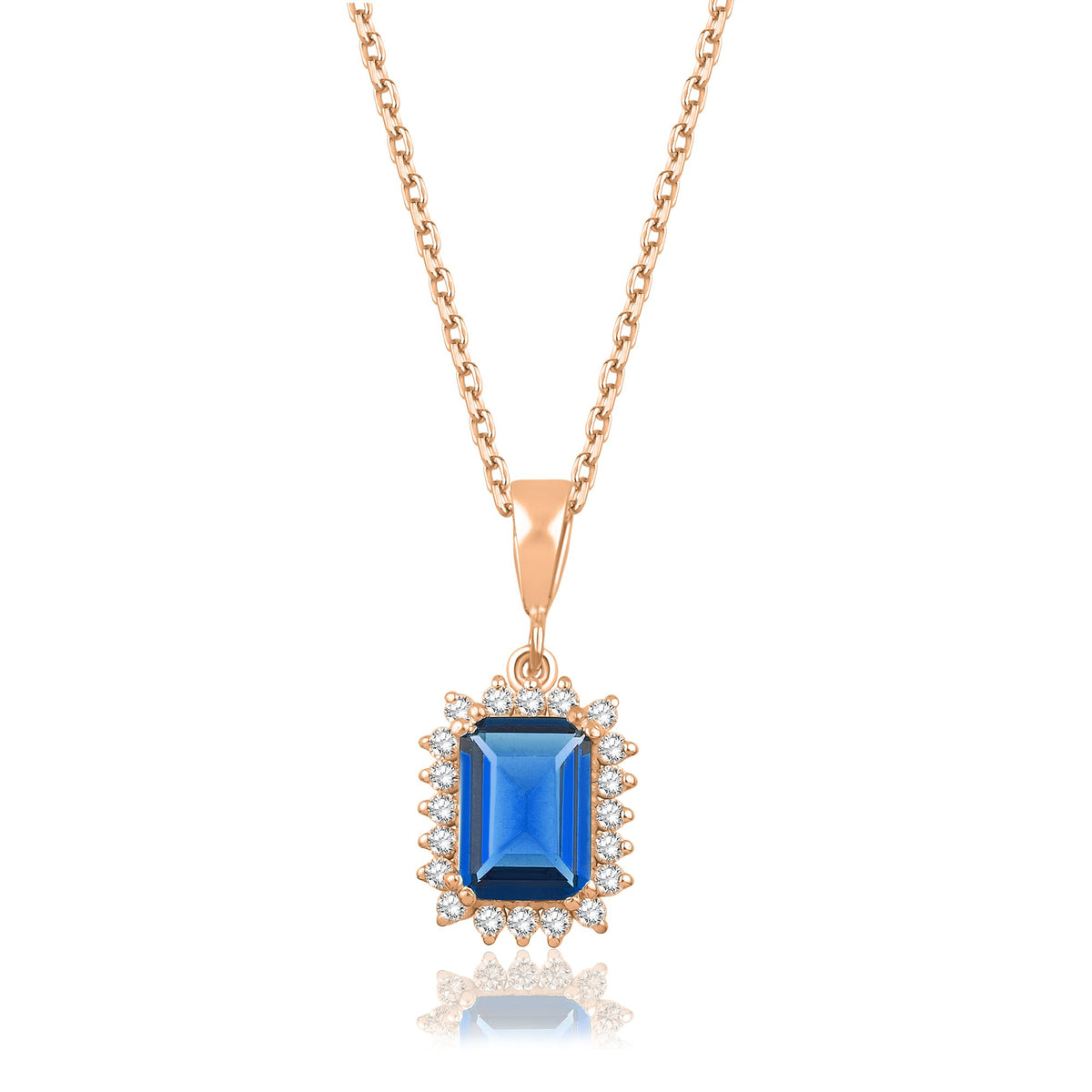 1,20 Karat Baget Safir Pırlanta Kolye · Pembe Altın