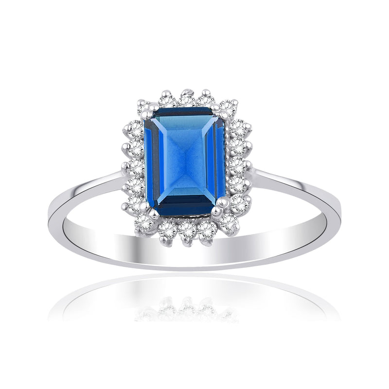 1,20 Karat Baget Safir Pırlanta Yüzük · Beyaz Altın