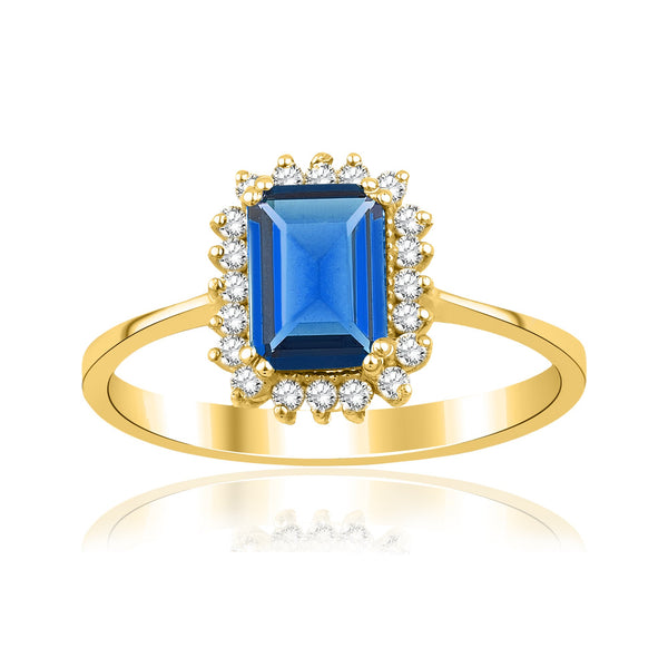 1,20 Karat Baget Safir Pırlanta Yüzük · Sarı Altın