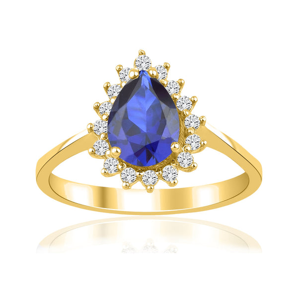 1,70 Karat Damla Safir Pırlanta Yüzük · Sarı Altın