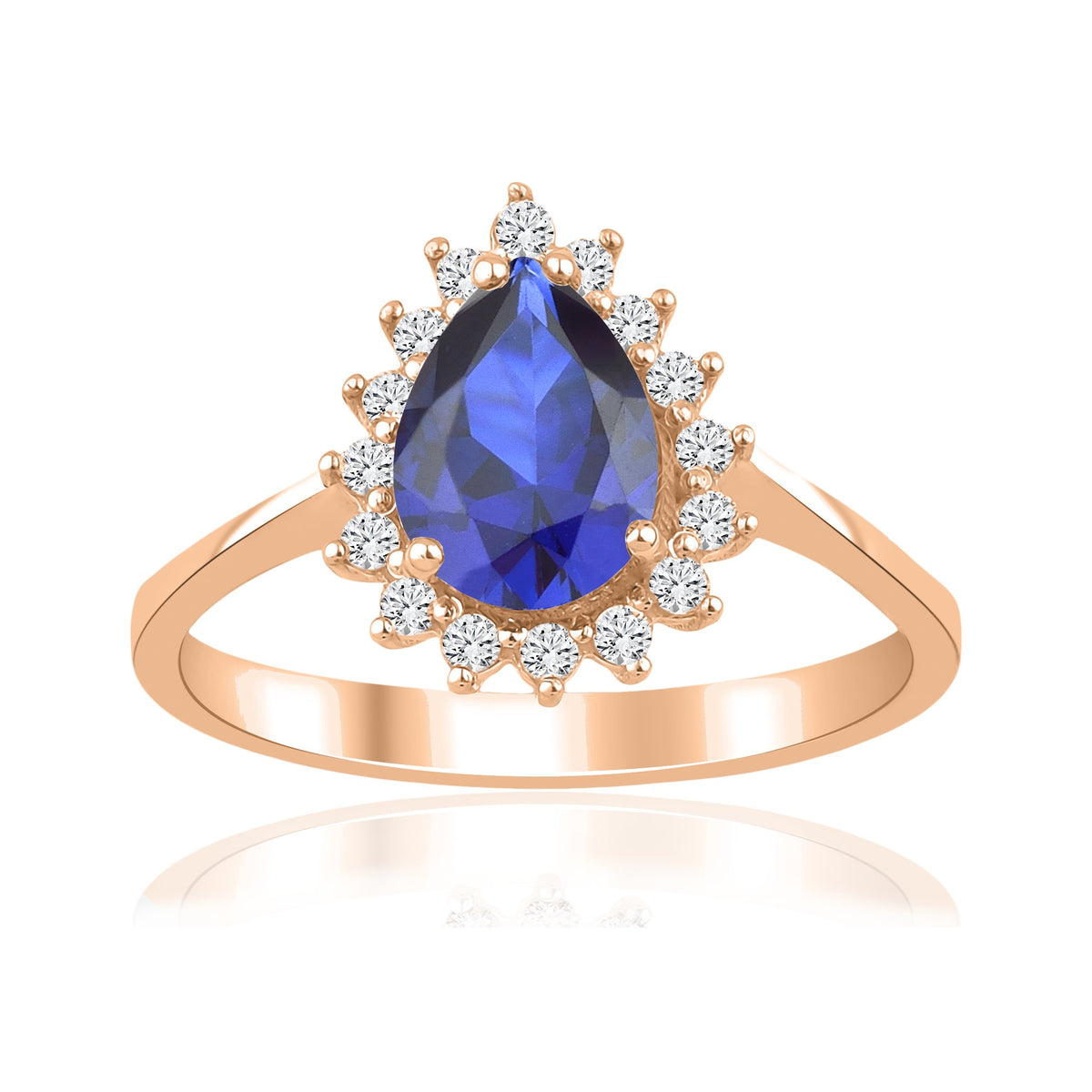 1,70 Karat Damla Safir Pırlanta Yüzük · Pembe Altın