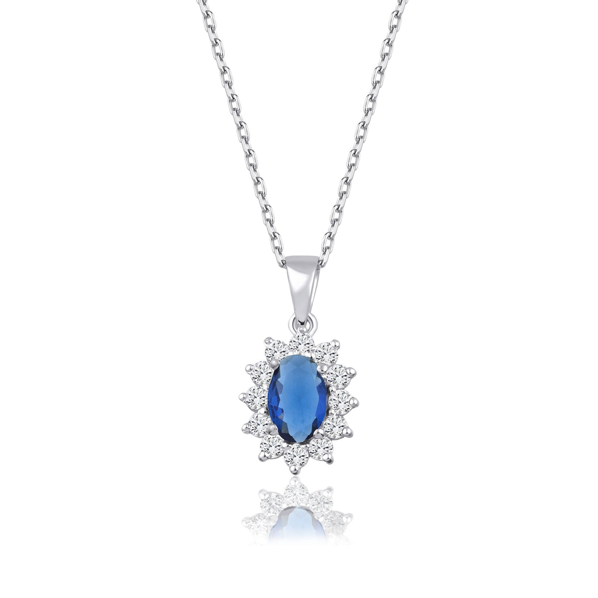 1,04 Karat Oval Safir Pırlanta Kolye · Beyaz Altın