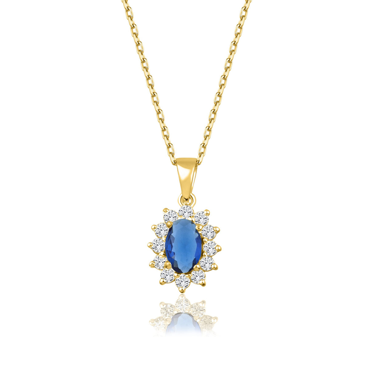 1,04 Karat Oval Safir Pırlanta Kolye · Sarı Altın