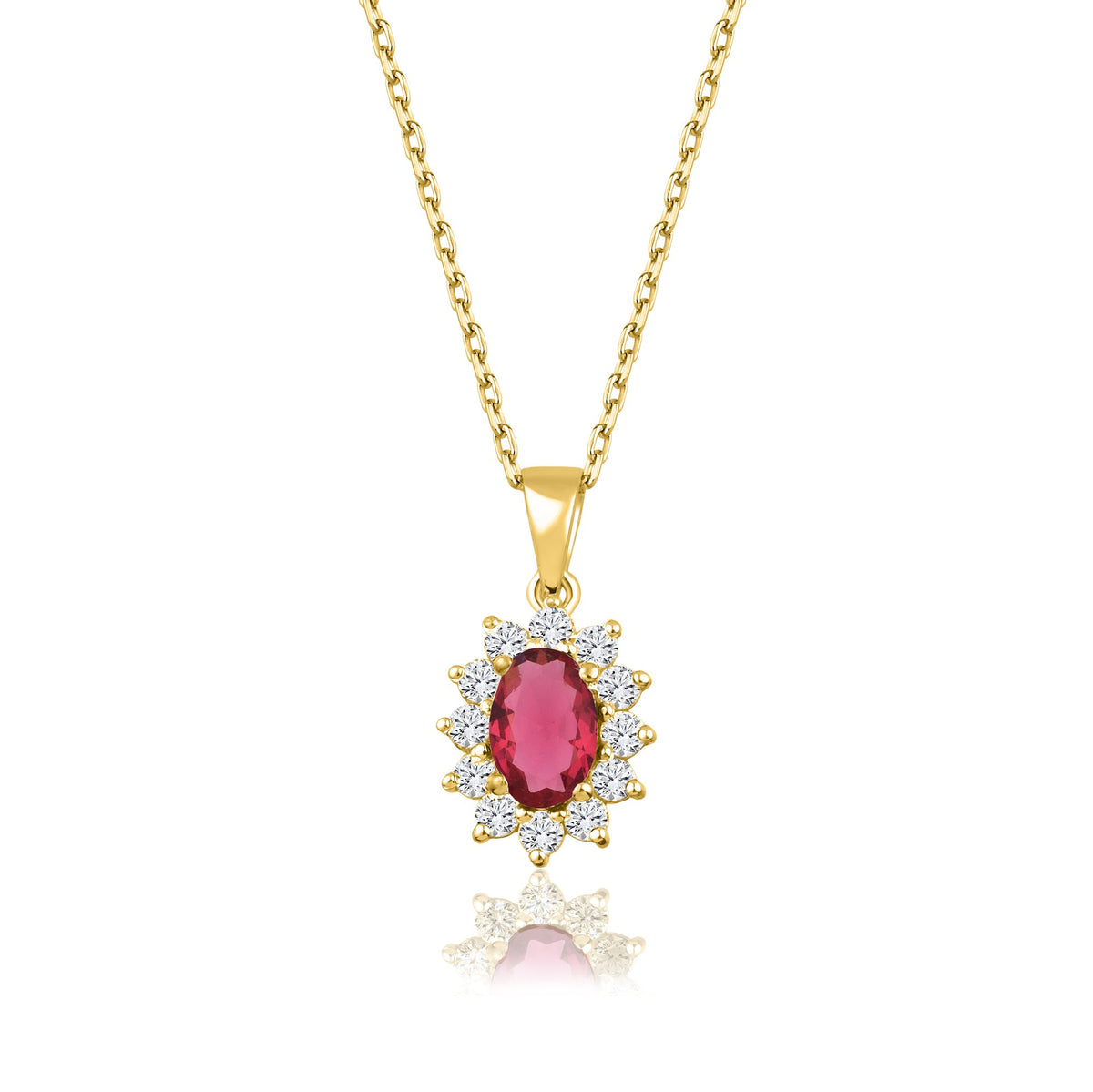 1,04 Karat Oval Yakut Pırlanta Kolye · Sarı Altın