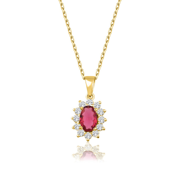 1,04 Karat Oval Yakut Pırlanta Kolye · Sarı Altın