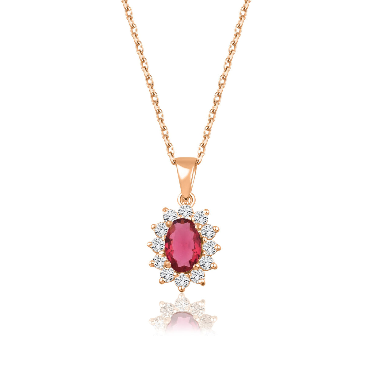 1,04 Karat Oval Yakut Pırlanta Kolye · Pembe Altın