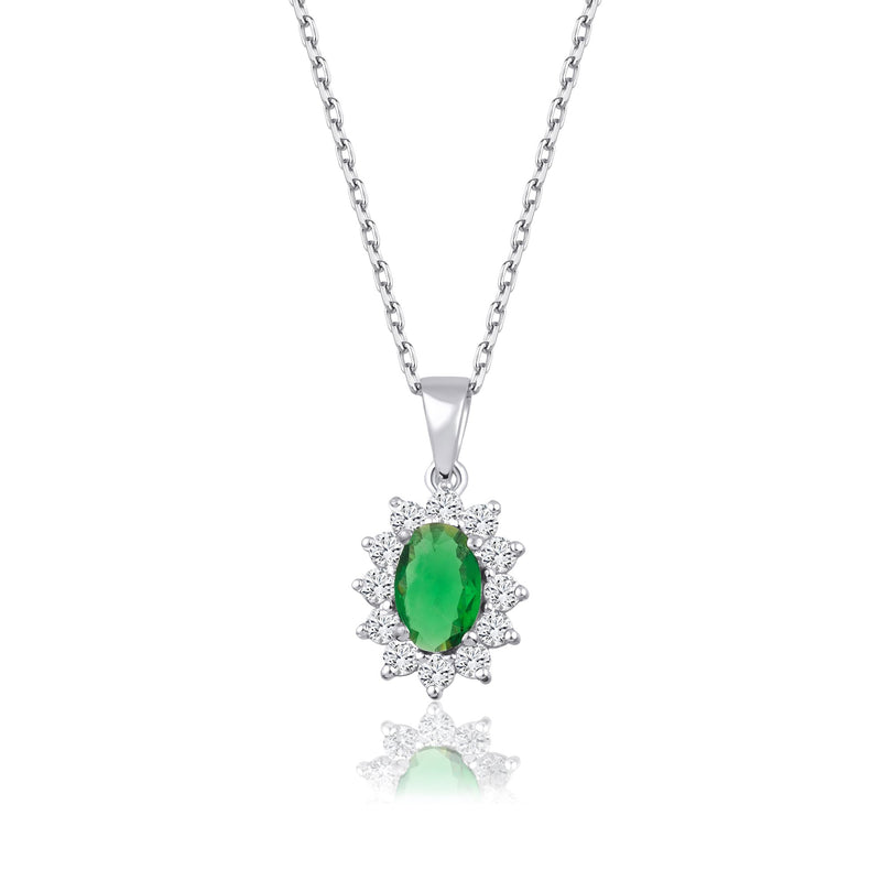 1,04 Karat Oval Zümrüt Pırlanta Kolye · Beyaz Altın