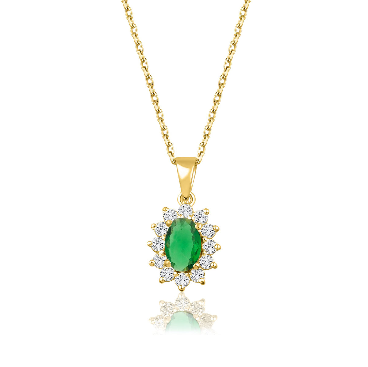 1,04 Karat Oval Zümrüt Pırlanta Kolye · Sarı Altın