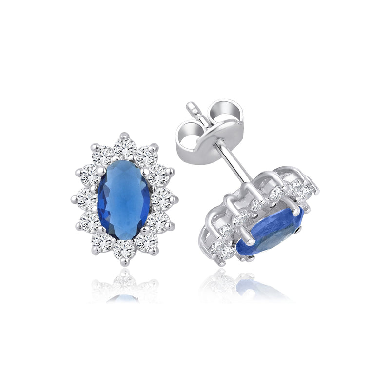 2,08 Karat Oval Safir Pırlanta Küpe · Beyaz Altın