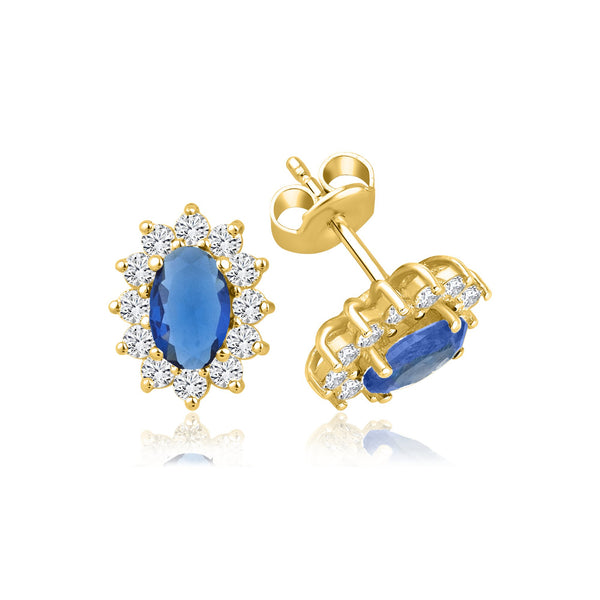 2,08 Karat Oval Safir Pırlanta Küpe · Sarı Altın