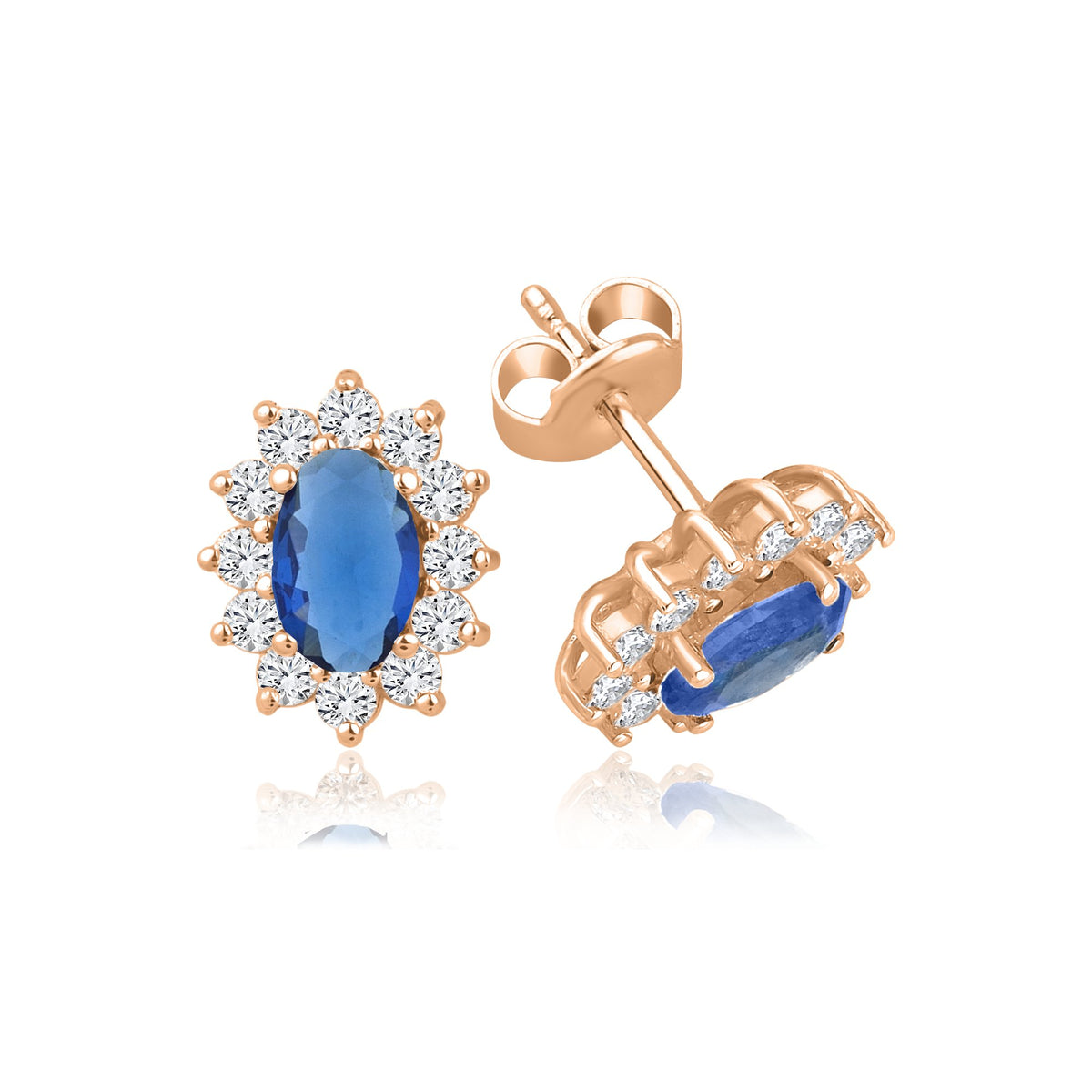 2,08 Karat Oval Safir Pırlanta Küpe · Pembe Altın