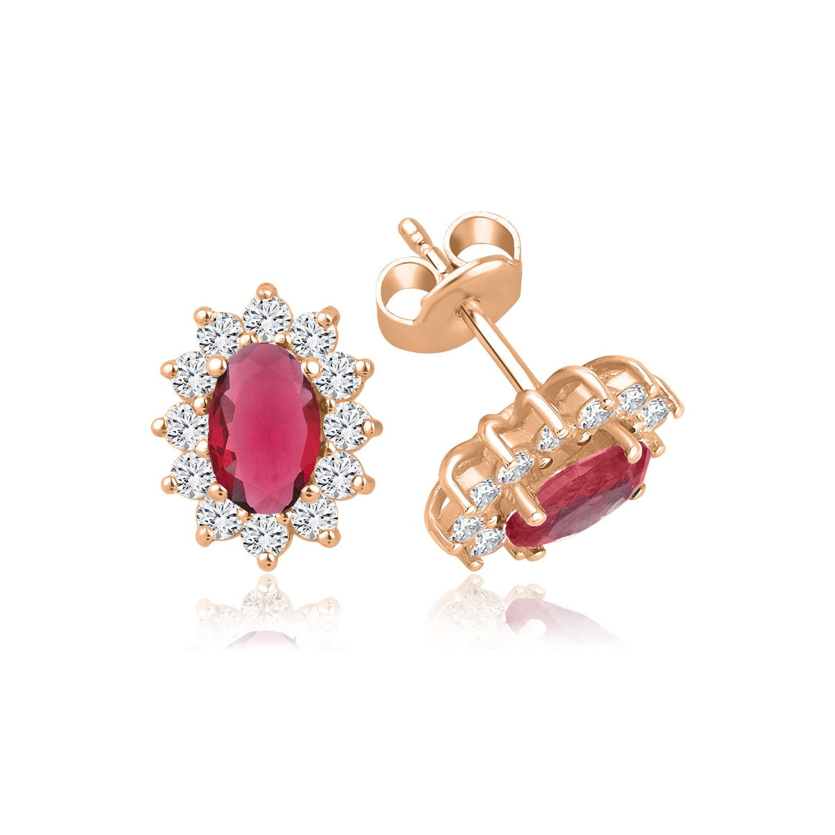 2,08 Karat Oval Yakut Pırlanta Küpe · Pembe Altın