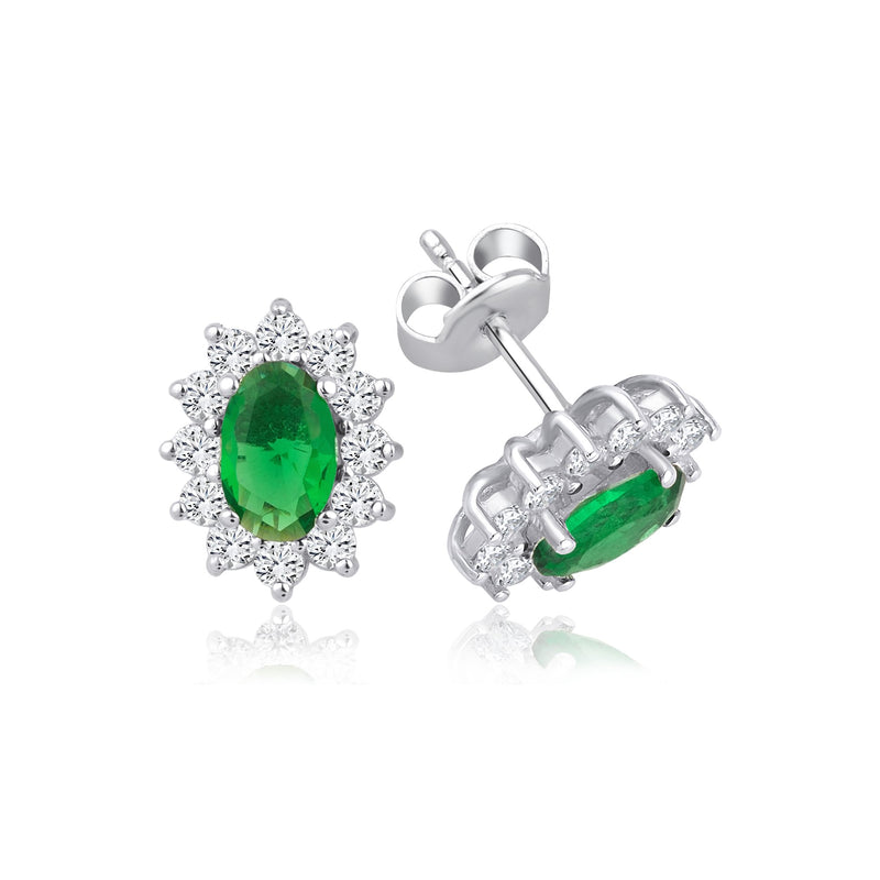2,08 Karat Oval Zümrüt Pırlanta Küpe · Beyaz Altın