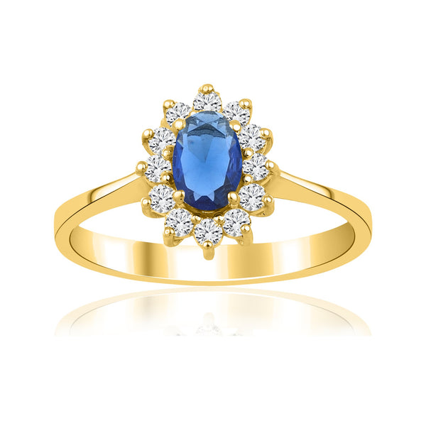 1,04 Karat Oval Safir Pırlanta Yüzük · Sarı Altın