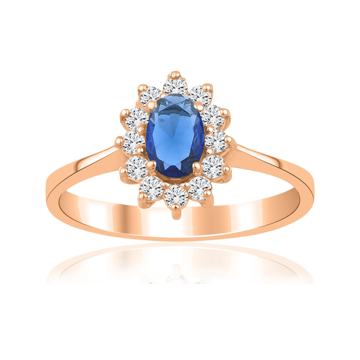 1,04 Karat Oval Safir Pırlanta Yüzük · Pembe Altın