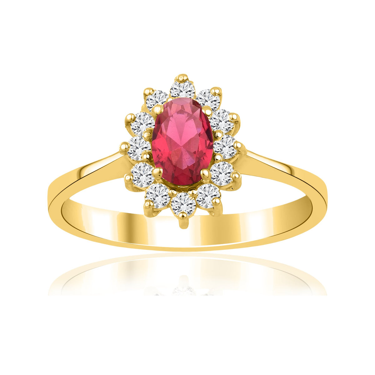 1,04 Karat Oval Yakut Pırlanta Yüzük · Sarı Altın