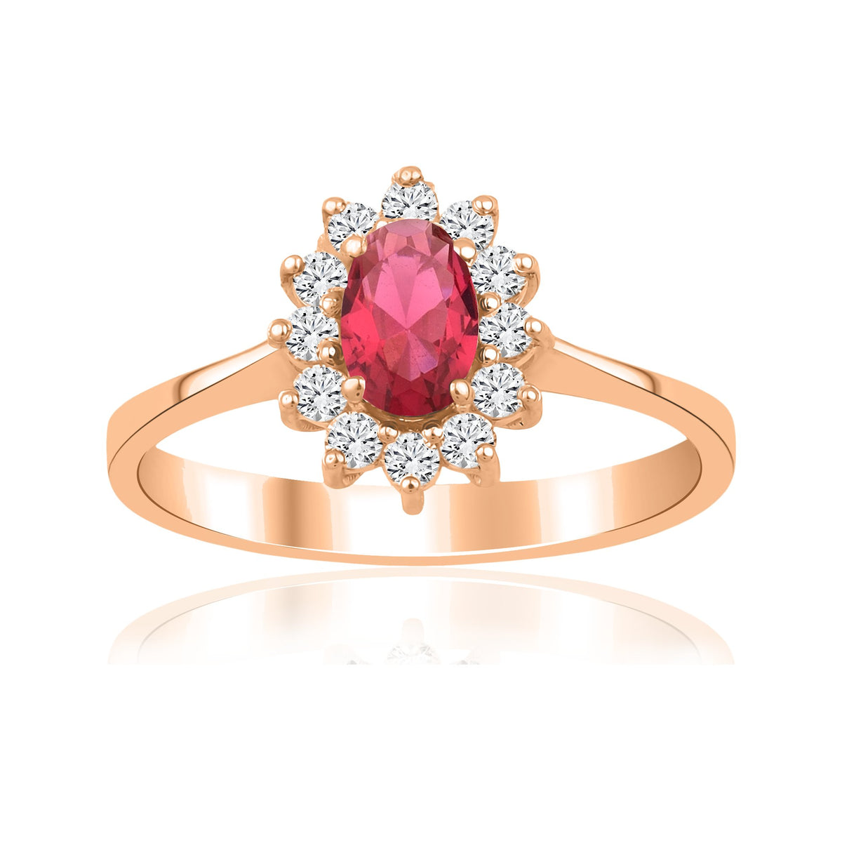 1,04 Karat Oval Yakut Pırlanta Yüzük · Pembe Altın