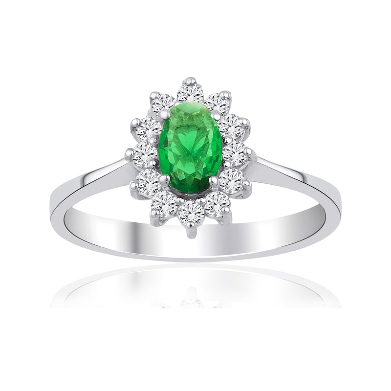 1,04 Karat Oval Zümrüt Pırlanta Yüzük · Beyaz Altın