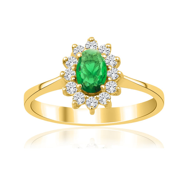 1,04 Karat Oval Zümrüt Pırlanta Yüzük · Sarı Altın