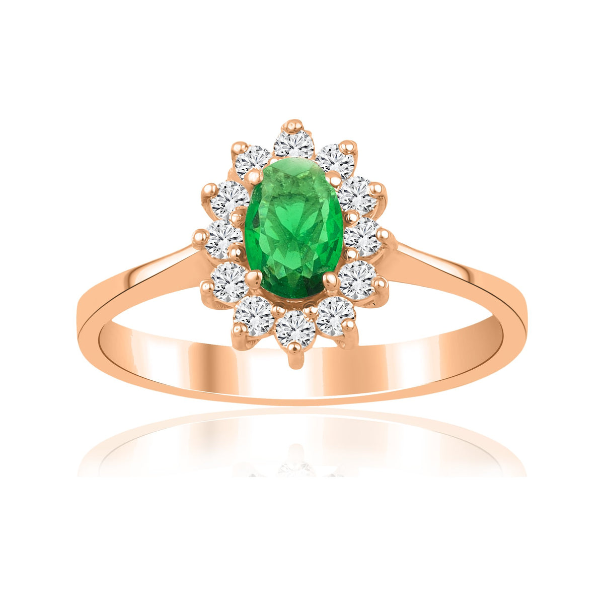 1,04 Karat Oval Zümrüt Pırlanta Yüzük · Pembe Altın