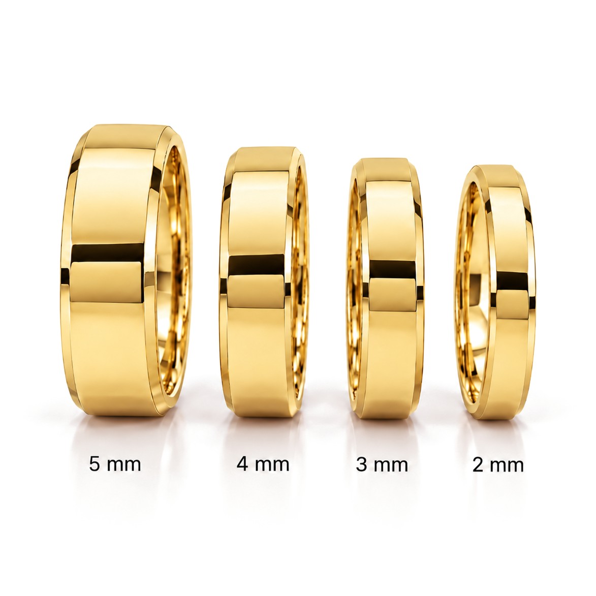 Düz Kesme Altın Çift Alyans · Sarı Altın · Genişlikler 2–5 mm