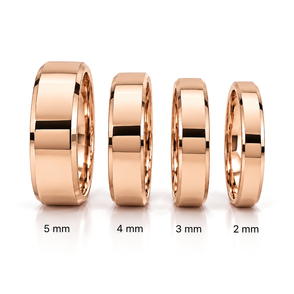 Düz Kesme Altın Çift Alyans · Pembe Altın · Genişlikler 2–5 mm