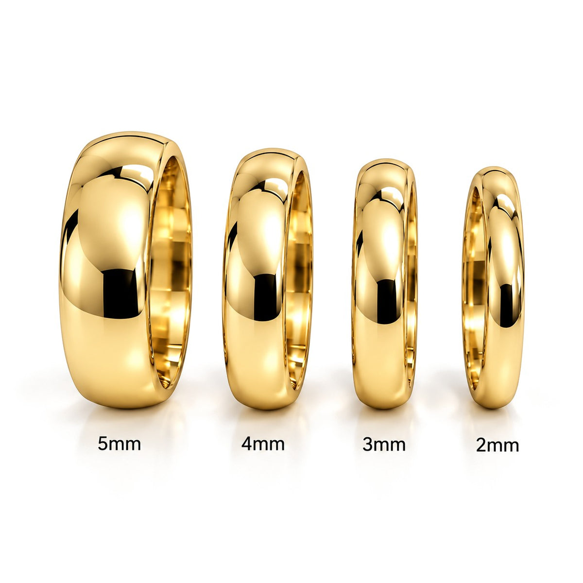Klasik Bombeli Altın Çift Alyans · Sarı Altın · Genişlikler 2–5 mm
